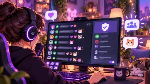 Streaming-Setup mit Chat-Moderation und Community-Übersicht